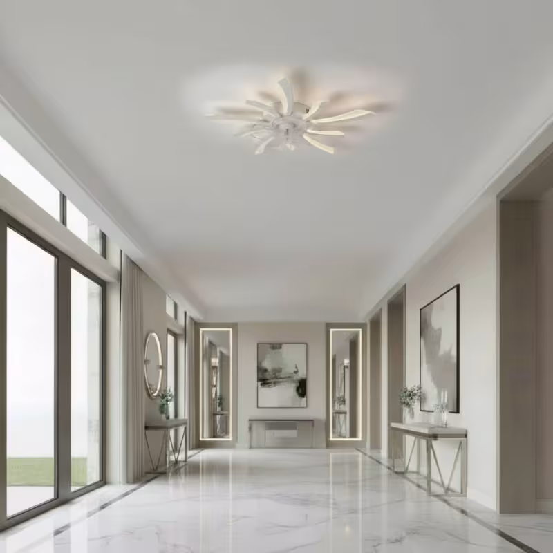 Previzualizare 3: Lustra LED Ventilator VIRTULA cu Telecomanda, 29W, D77cm, Lumina Rece/Neutra/Calda, Metal si Plastic, Alb