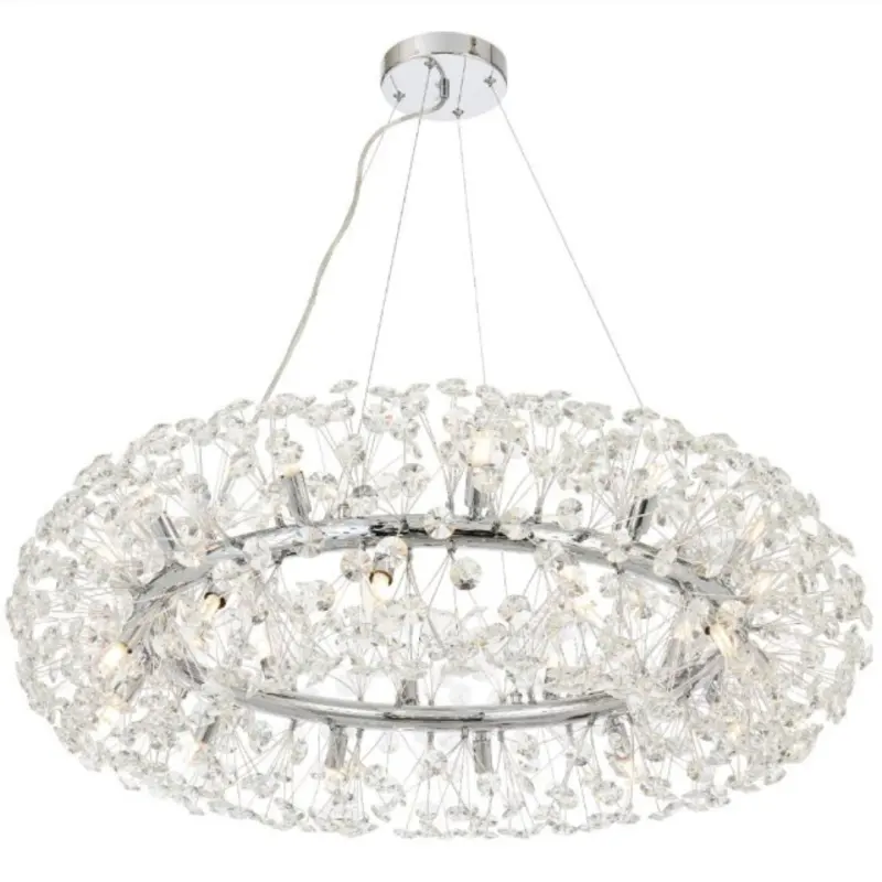 Previzualizare 4: Candelabru Cristal MINUET 12x G9, Diametru 60cm, Argintiu Lucios, Inaltime Reglabila