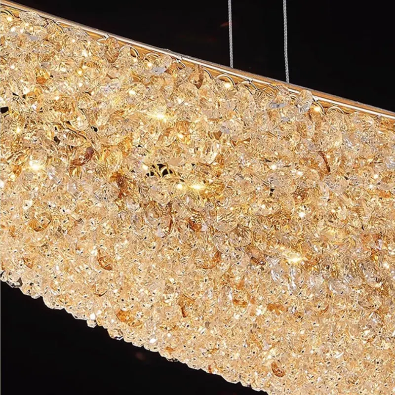 Previzualizare 2: Candelabru Modern cu Cristal, Telecomanda, PRAGA, 31W, Lumina Calda/Neutra/Rece, Lungime 80 cm, Auriu, Inaltime reglabila