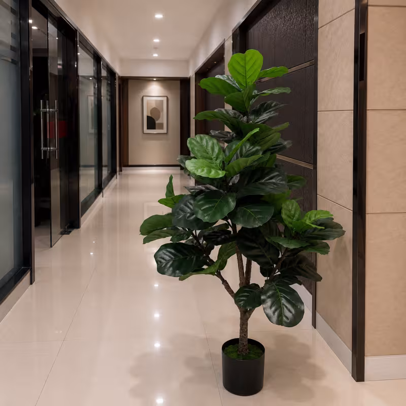 Previzualizare 3: Planta Artificiala Copac Tip Ficus, 3 brate, 154 cm, Verde, cu Ghiveci