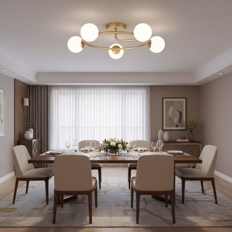 Previzualizare 3: Lustra LED si cristal ORBIT, 72cm, 5xE27, Globuri, Auriu