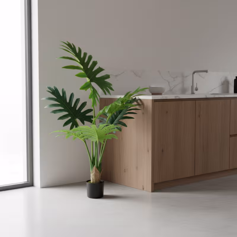 Previzualizare 2: Planta Artificiala Tip Filodendron, 6 frunze, 120 cm, Verde