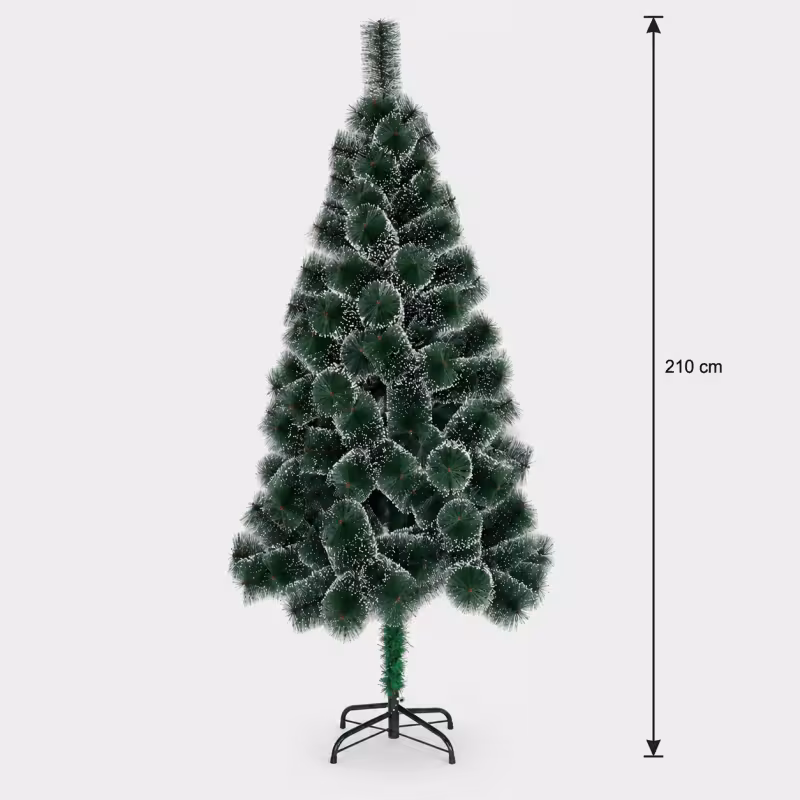 Previzualizare 4: Brad Artificial MANIITSOQ, 210 cm, 280 varfuri, Suport Metalic, Ace Verzi cu Varfuri Albe