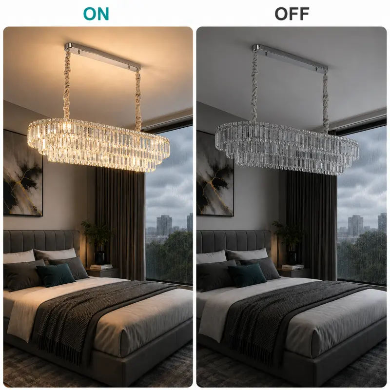 Previzualizare 2: Candelabru Cristal NAVOIY 12x E14, 100cm, Metal si Cristal, Crom Lucios, Inaltime Reglabila