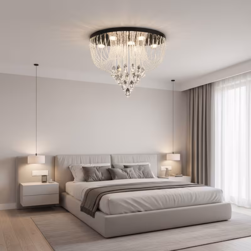 Candelabru LED Cristal MAGE Nobile, 22W, Lumina Calda/Neutra/Rece, Diametru 40cm, Crom Lucios