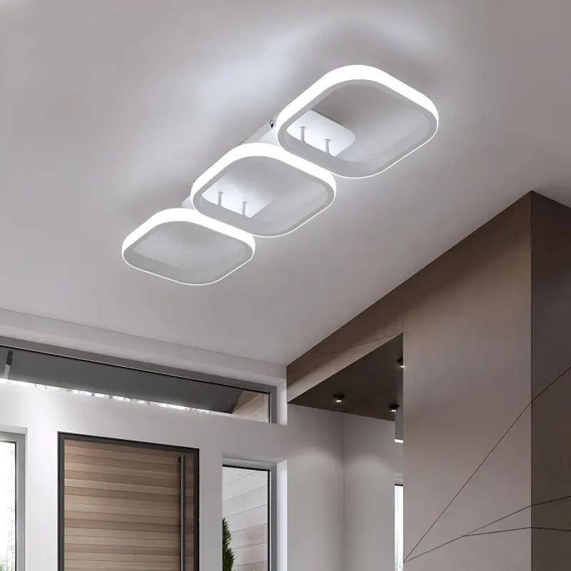 Lustra LED VERTEX 34W, 3 Patrate, Liniara, lumina Rece/Calda/Neutra, Alb