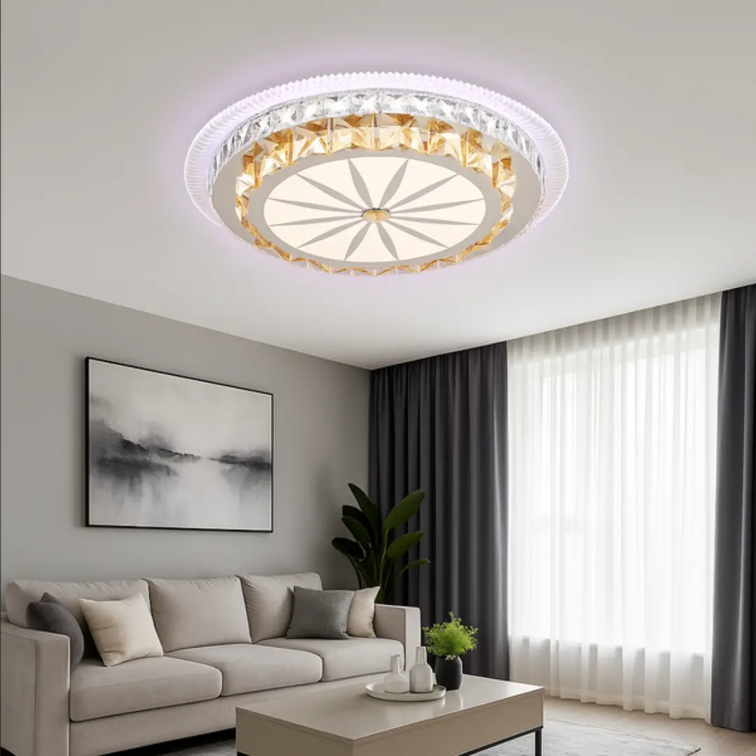 Lustra LED cu telecomanda DAVIDE RGB 62W, lumina Albastra/Rece/Calda, Dimabila, Alb