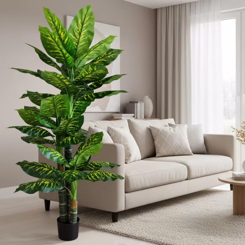Previzualizare 3: Planta Artificiala Tip Dieffenbachia, 3 tulpini, 190 cm, Verde