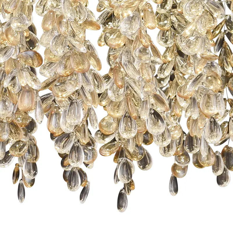 Previzualizare 4: Candelabru LED Cristal LLC213/400GD Rotund, 22W, Lumina Rece/Calda/Neutra, Cristal, Auriu