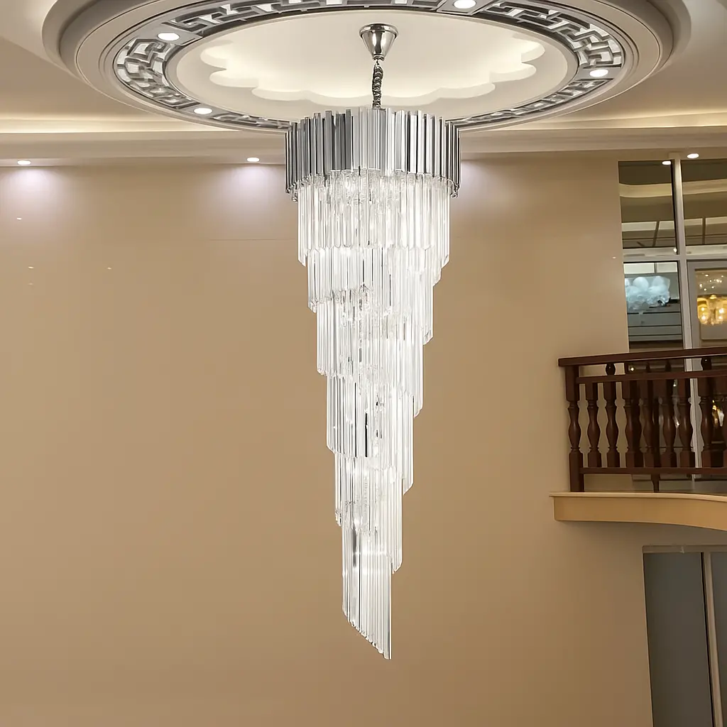 Candelabru Cristal BLOIS Ascendere E14, Diametru 60cm, Argintiu, Inaltime Reglabila