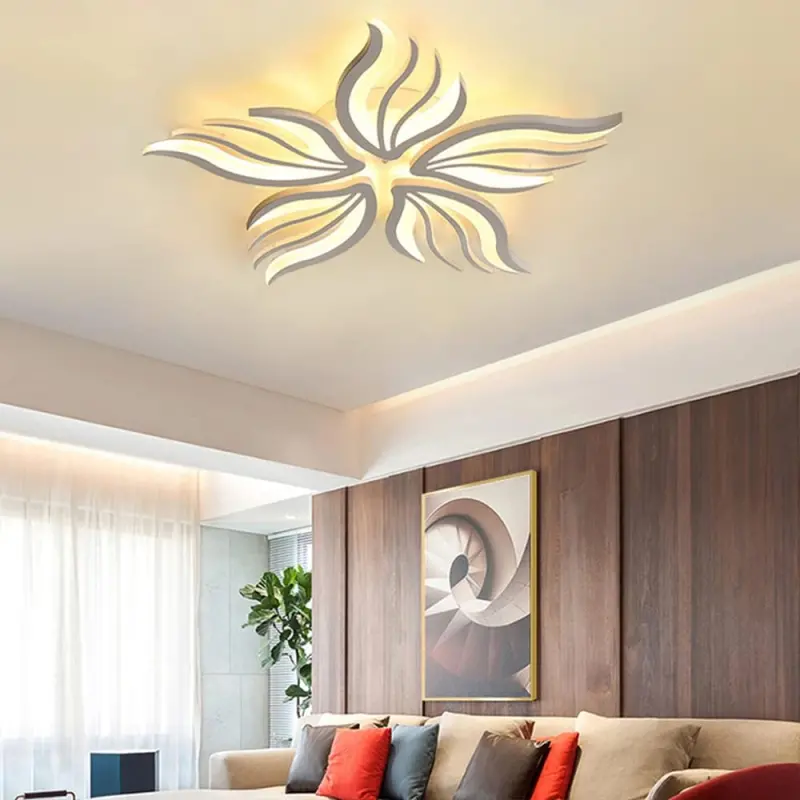 Lustra LED cu telecomanda SAKURA 62W, 5 Petale, lumina Rece/Calda/Neutra, Dimabila, Alb