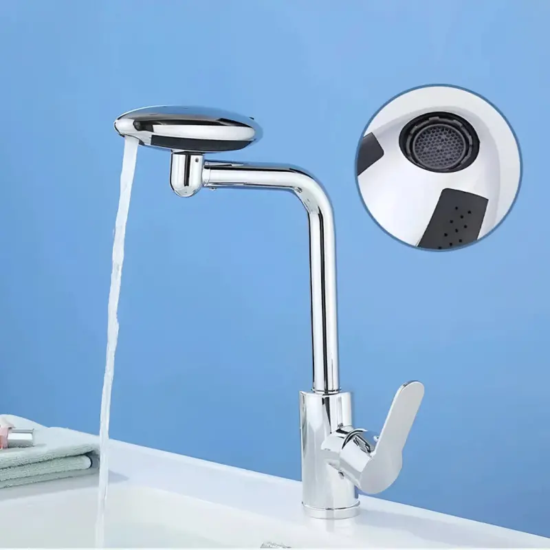 Previzualizare 2: Baterie Lavoar Cartus Ceramic Pipa Rotativa Crom Lucios Racorduri Incluse EC02