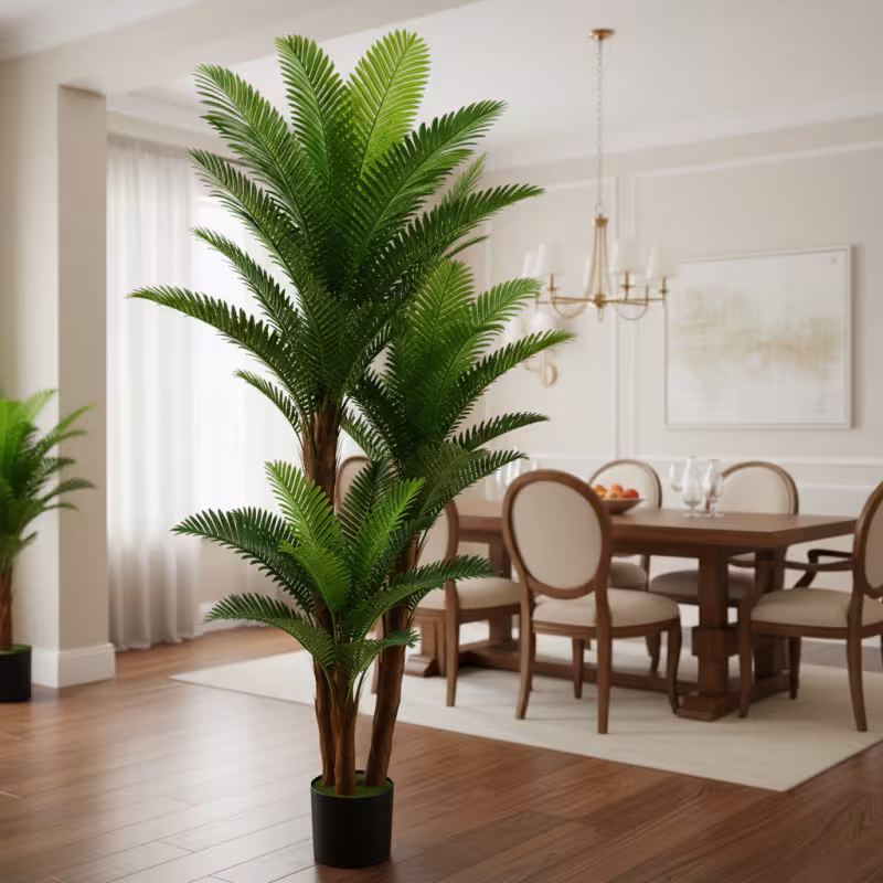 Planta Artificiala Copac Tip Palmier, 3 Brate, 190 cm, Verde, cu Ghiveci