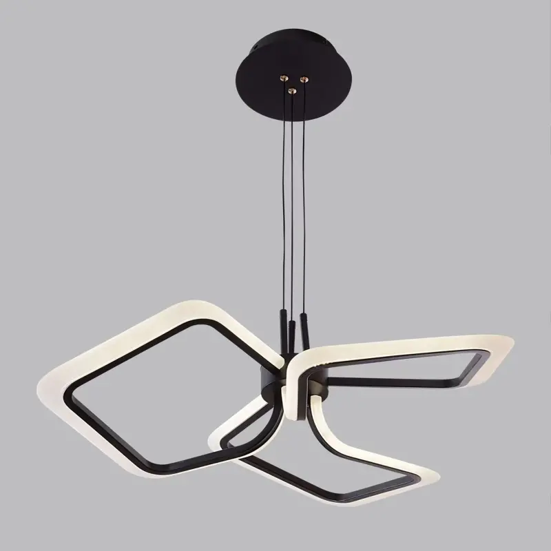 Previzualizare 4: Lustra LED suspendata cu Telecomanda RIMINI 58W, 3 Patrate, lumina Rece/Calda/Neutra, Dimabila, Negru