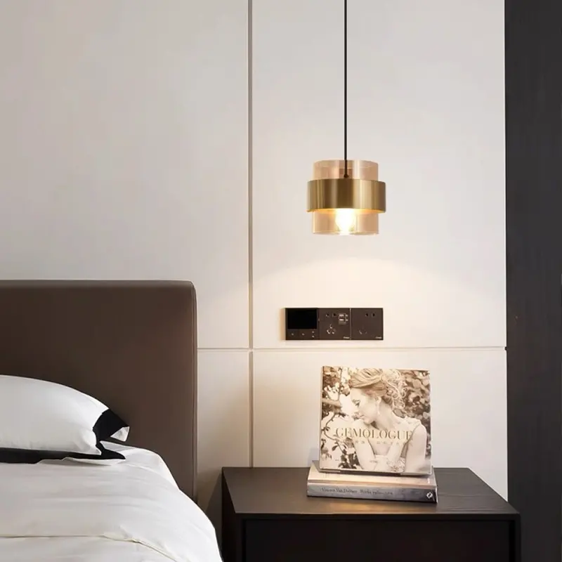 Lustra Suspendata LC866/1TN, 1XE27, Inaltime Reglabila, Sticla si Metal