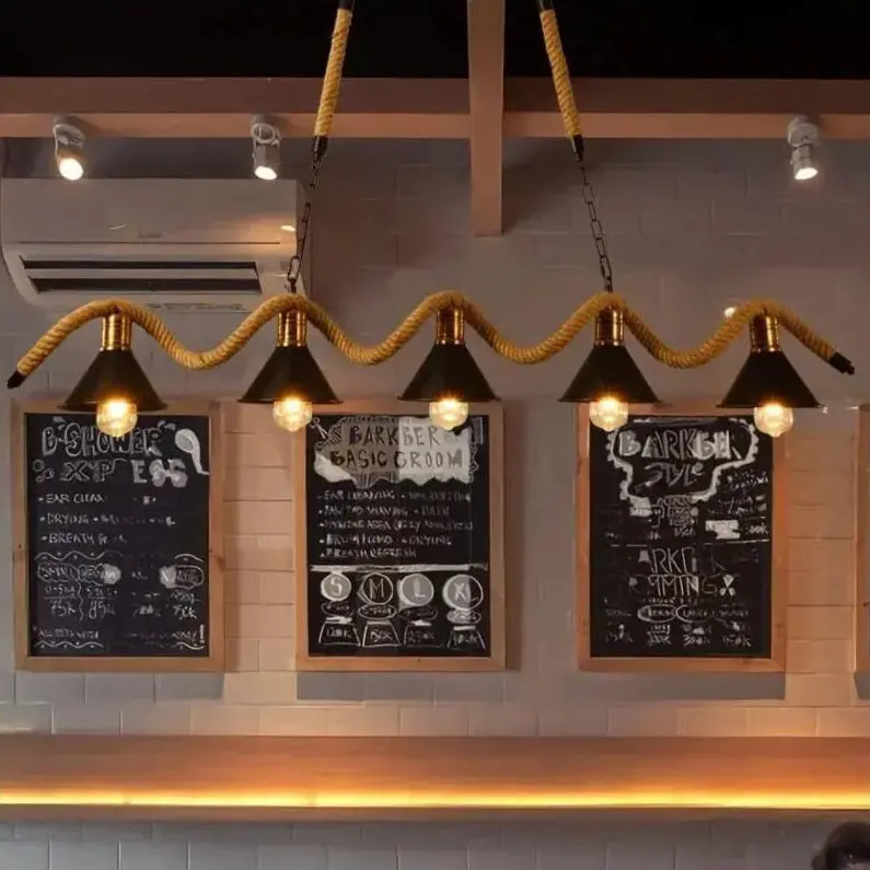 Previzualizare 4: Lustra Franghie, 5xE27, Maro, Metal si Sfoara LV570/5BK