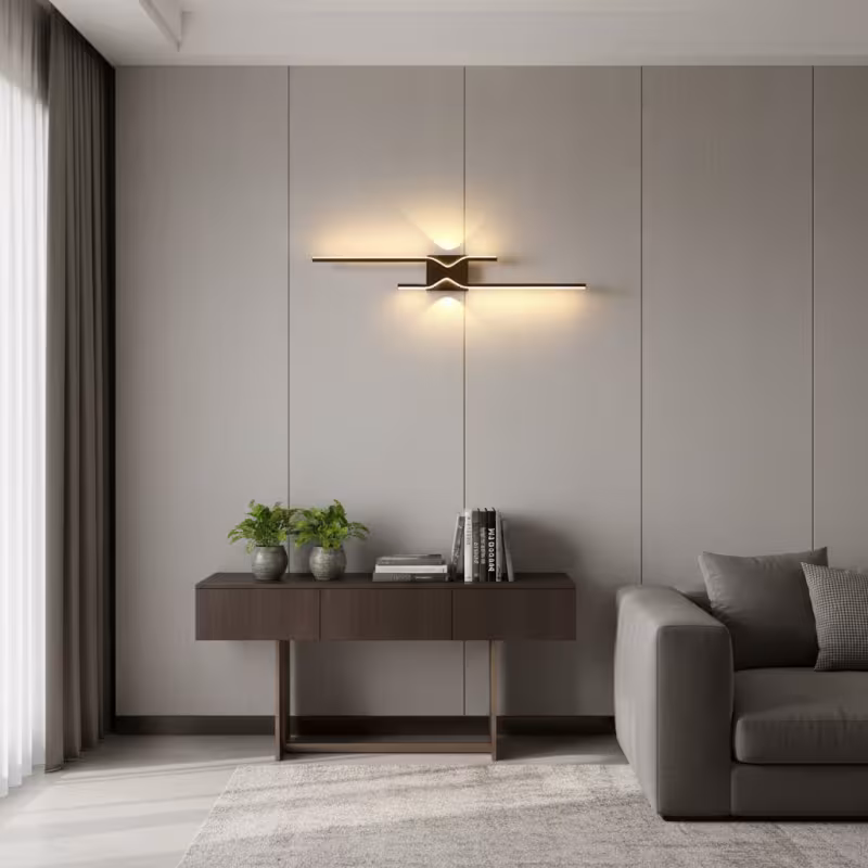 Previzualizare 3: Aplica LED Decorativa FENG, 19W, 60cm, Lumina Calda / Neutra/ Rece, Negru, Metal si Acril