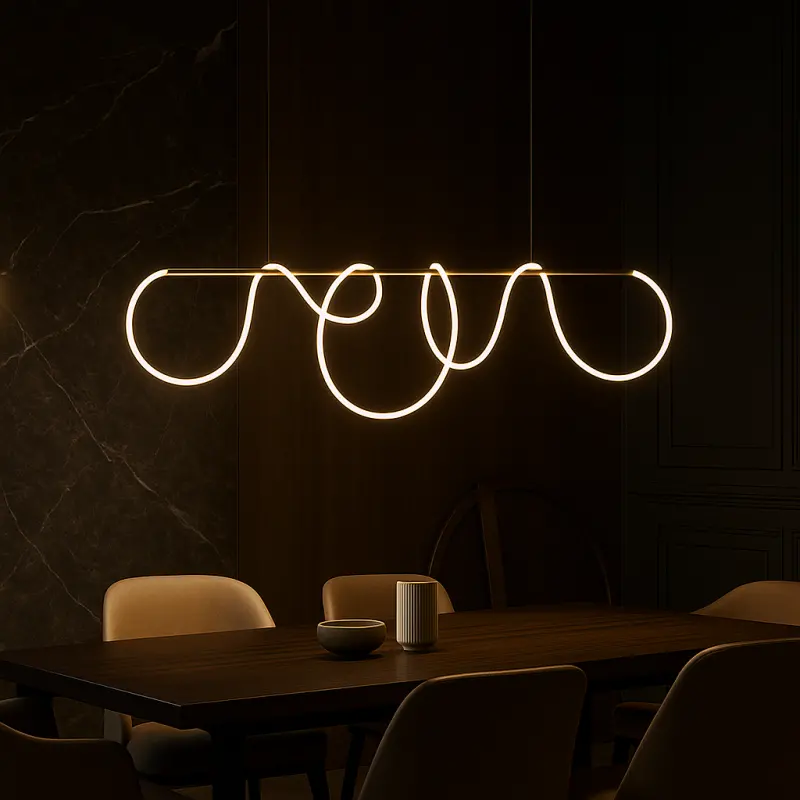 Lustra LED DIVINO Auriu 96W cu Tub Silicon Flexibil, 96W, 150cm – Lumina Reglabila 3000K/4000K/6000K