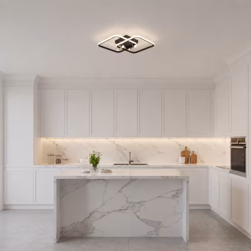 Previzualizare 2: Lustra LED cu telecomanda SOLA, 2 surse, 3000K/4000K/6000K, 108W, Metal si Silicon, Negru