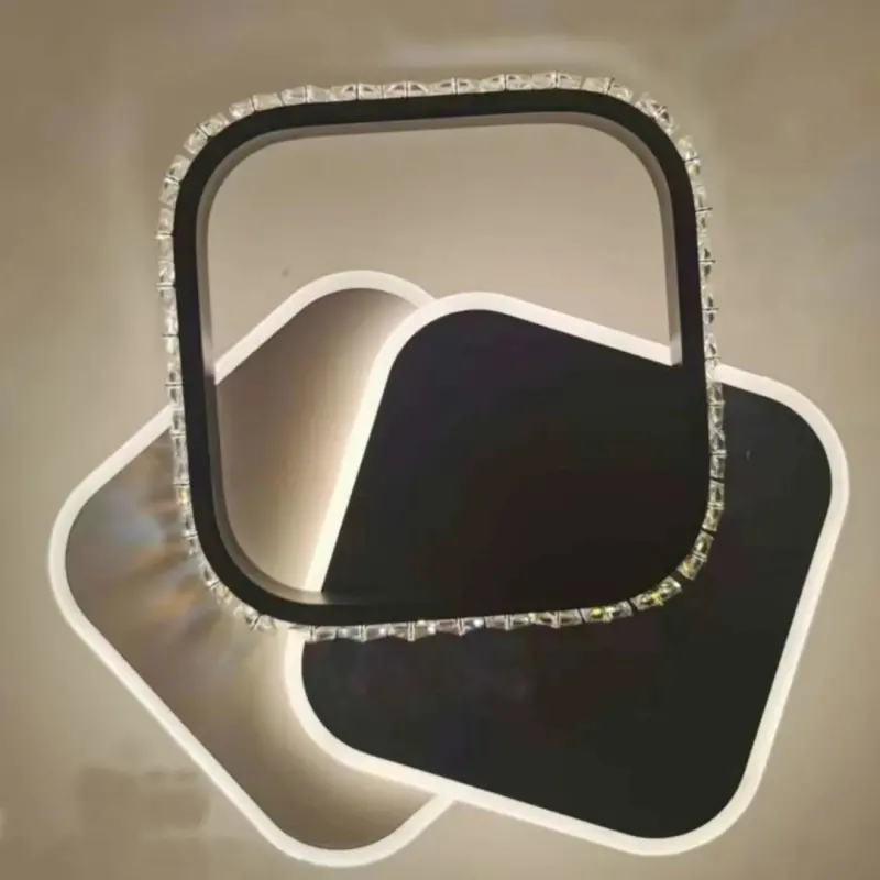 Previzualizare 4: Lustra LED cu cristal PRISMIQ 39W, 3 Patrate, lumina Rece/Calda/Neutra, Negru