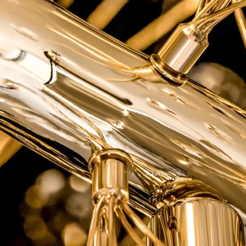 Previzualizare 3: Candelabru Cristal SEGOVIA Magno 12x E14, Diametru 60cm, Auriu Lucios, Inaltime Reglabila