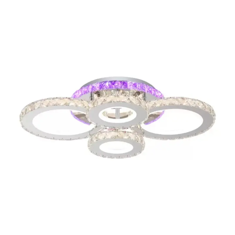 Previzualizare 4: Lustra LED cu telecomanda si cristal NOVA ROTONDA RGB 82W, 4 Cercuri, lumina Rece/Calda/Neutra, Dimabila