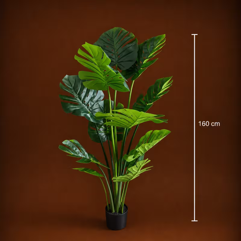 Previzualizare 4: Planta Artificiala Tip Monstera Deliciosa, Cu Frunze Bogate, 160 cm, Verde