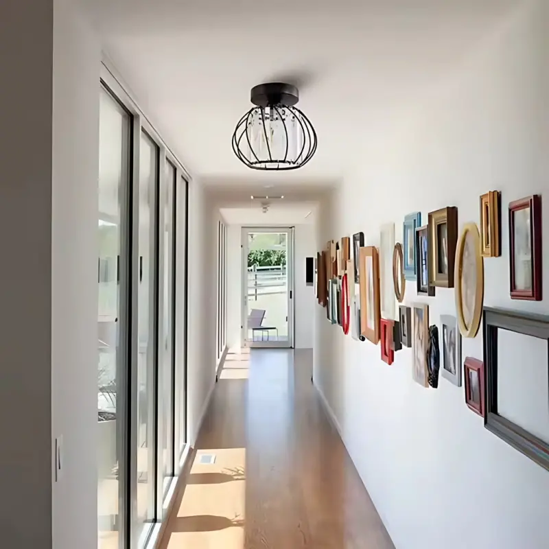 Previzualizare 4: Lustra Monica, 1 X E27, Ø 16 cm, Negru, Metal / Sticla