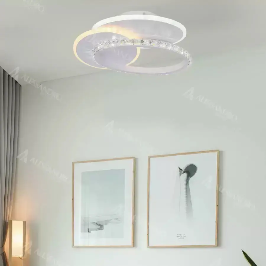 Lustra LED cu cristal HOLLANCE 24W, 3 Elemente, lumina Rece/Calda/Neutra, Alb