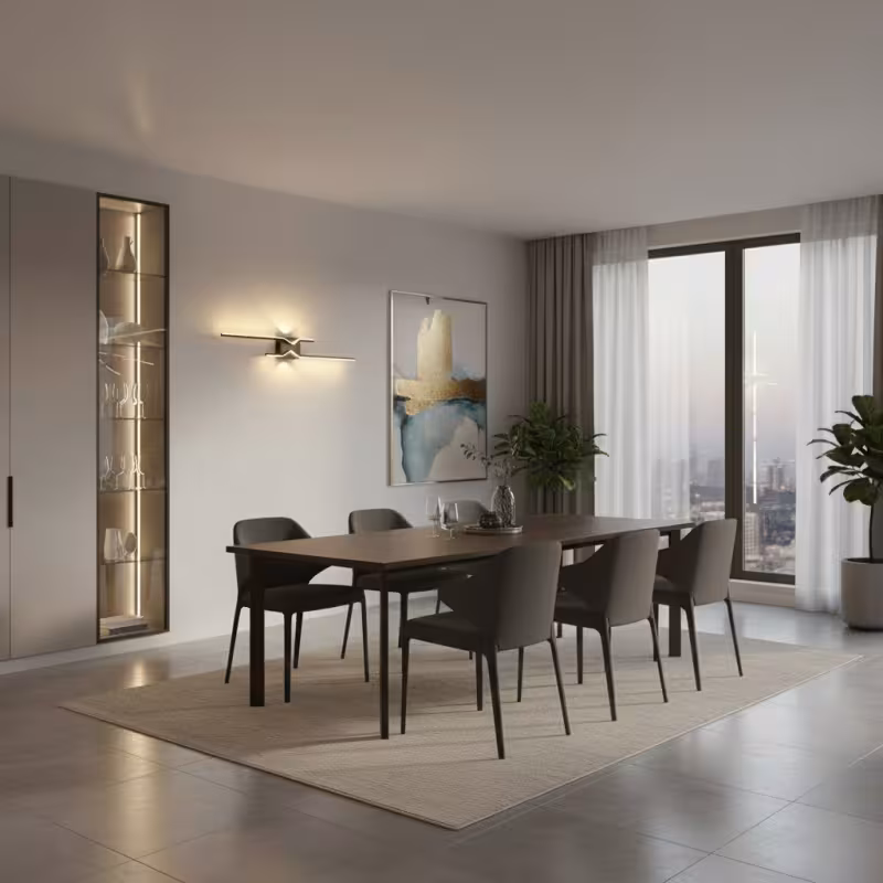 Aplica LED Decorativa FENG, 19W, 60cm, Lumina Calda / Neutra/ Rece, Negru, Metal si Acril