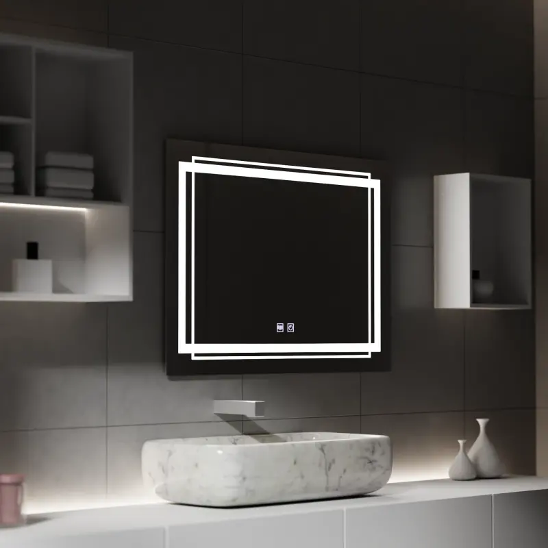 Oglinda LED Rectangulara, 80x60cm, KOVEN Touch, Sistem Dezaburire,Dimabila