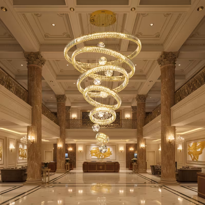 Previzualizare 4: Candelabru Cristal cu Telecomanda KOLO Supremo, 120x350cm, Lumina Calda/Neutra/Rece, Auriu, Metal si Cristal