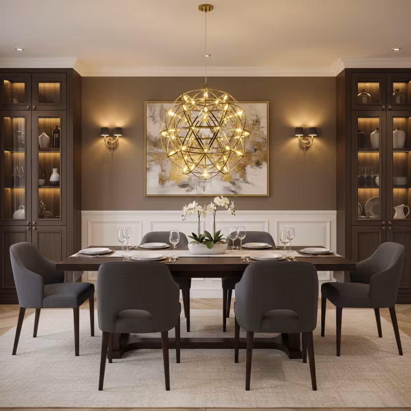 Previzualizare 3: Candelabru Modern LED WELD Magno, 18W, Lumina Calda 3000K, Diametru 50cm, Inaltime Reglabila, Crom Lucios