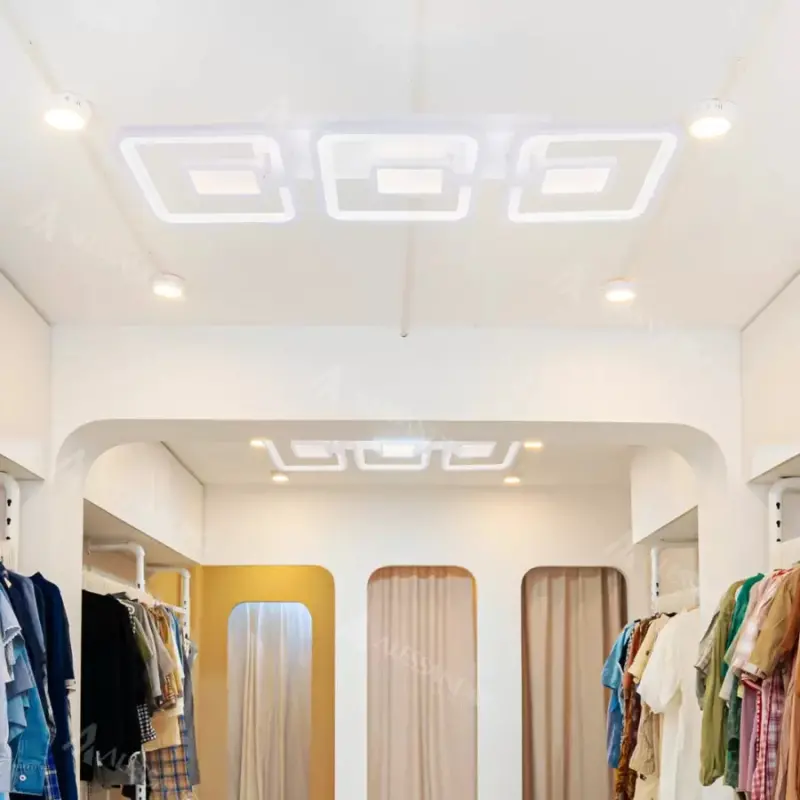 Previzualizare 3: Lustra LED cu telecomanda FELIX 87W, 3 Patrate, lumina Rece/Calda/Neutra, Dimabila, Alb