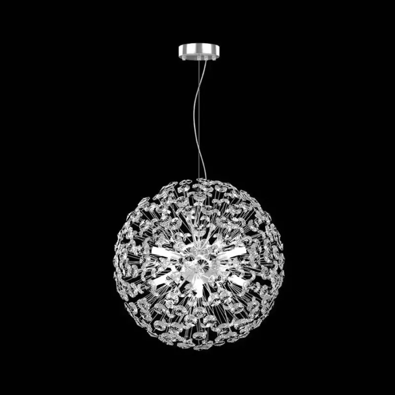 Candelabru Cristal MINUET 8x G9, Diametru 40cm, Crom Lucios, Inaltime Reglabila