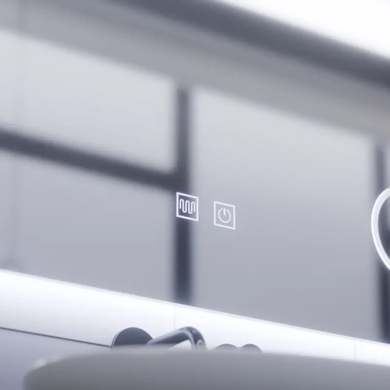 Previzualizare 4: Oglinda LED Rectangulara, 80x60cm, Piano Touch, Sistem Dezaburire, Dimabila, Lumina Rece 6000K