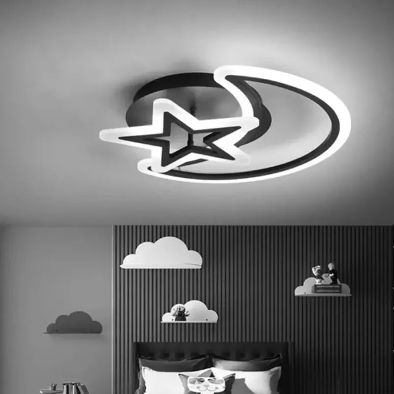 Previzualizare 4: Lustra LED cu telecomanda LUNA SI STEA 59W, 2 Elemente, lumina Rece/Calda/Neutra, Dimabila, Negru