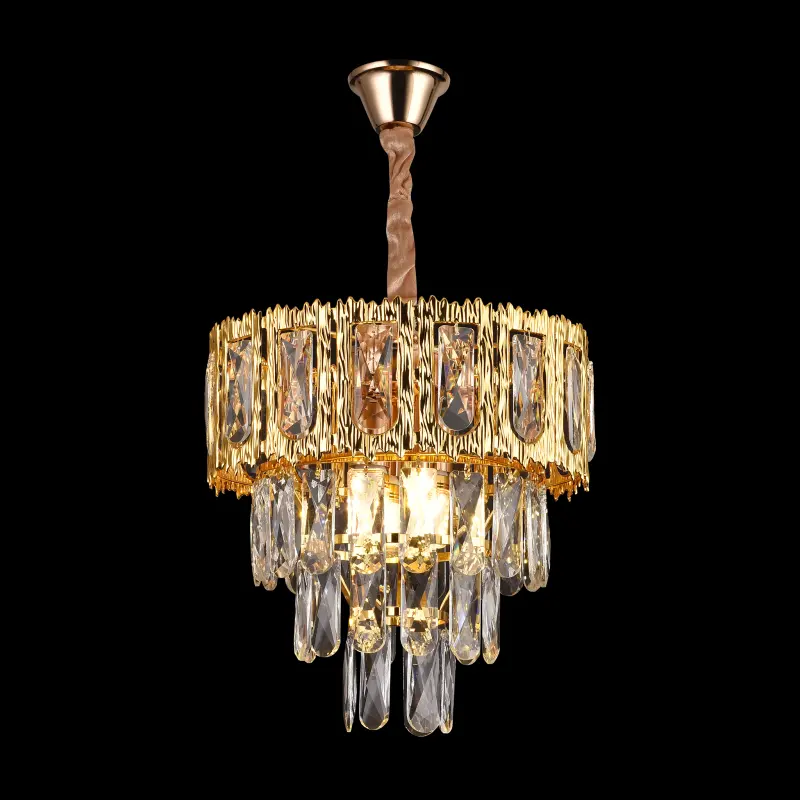 Previzualizare 3: Candelabru Cristal BELVEDERE Petito 3xE14, Diametru 30cm, Auriu Lucios, Inaltime Reglabila