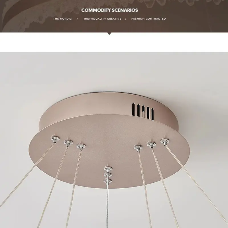 Previzualizare 2: Lustra LED suspendata cu telecomanda NIVALIS 126W, Cercuri 60x80cm, lumina Rece/Calda/Neutra, Dimabila,Inaltime Reglabila, Auriu