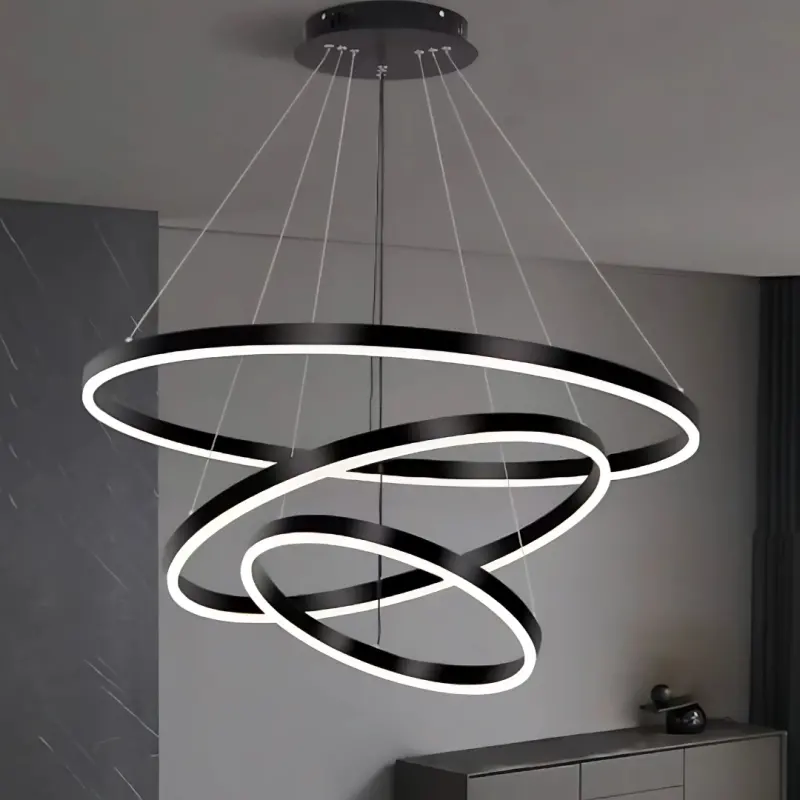 Previzualizare 4: Lustra LED suspendata PAGANO 95W, Lumina Rece/Calda/Neutra, Negru, Inaltime Reglabila