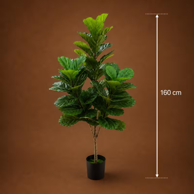 Previzualizare 4: Planta Artificiala Copac Tip Smochin, Plastic, 3 brate, 160 cm, Verde, cu Ghiveci
