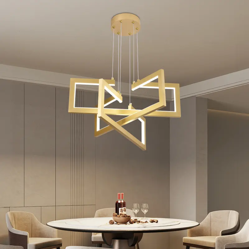 Previzualizare 3: Lustra LED cu telecomanda ,Suspendata 71W, 3 Elemente, lumina Rece/Calda/Neutra, Dimabila, Inaltime Reglabila, Auriu