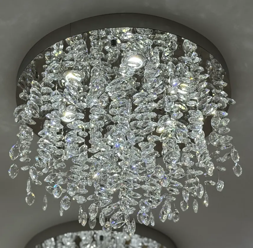 Candelabru LED Cristal LLC210/550CH Rotund, 30W, Lumina Rece/Calda/Neutra, Cristal, Crom Lucios