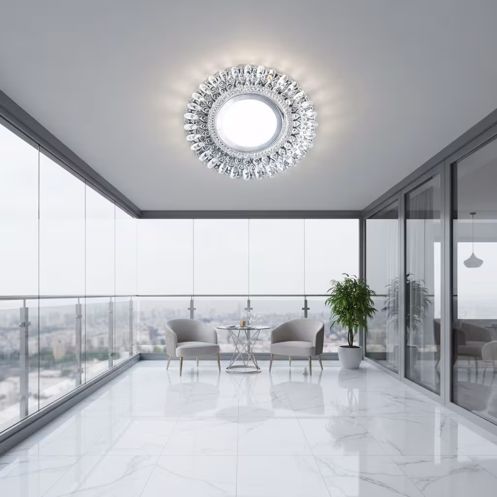 Spot LED ORBITA, 5W, Rotund, Lumina Rece + RGB, Alb, Rasina si Sticla