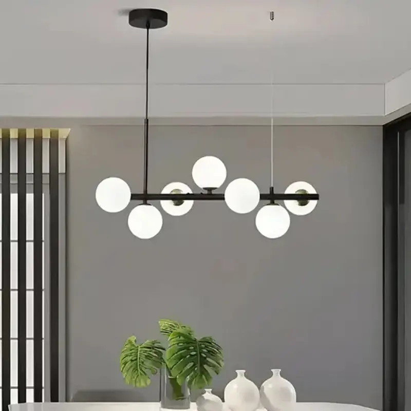 Lustra cu bec moderna LOFT Pavilion, 7x G9, Negru, Metal, Inaltime Reglabila