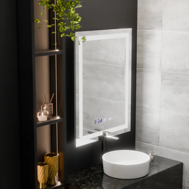 Previzualizare 3: Oglinda LED Rectangulara, 60x80cm, Verite MotionGlow Marcello, Sistem Dezaburire, Ceas & Termometru, Dimabila