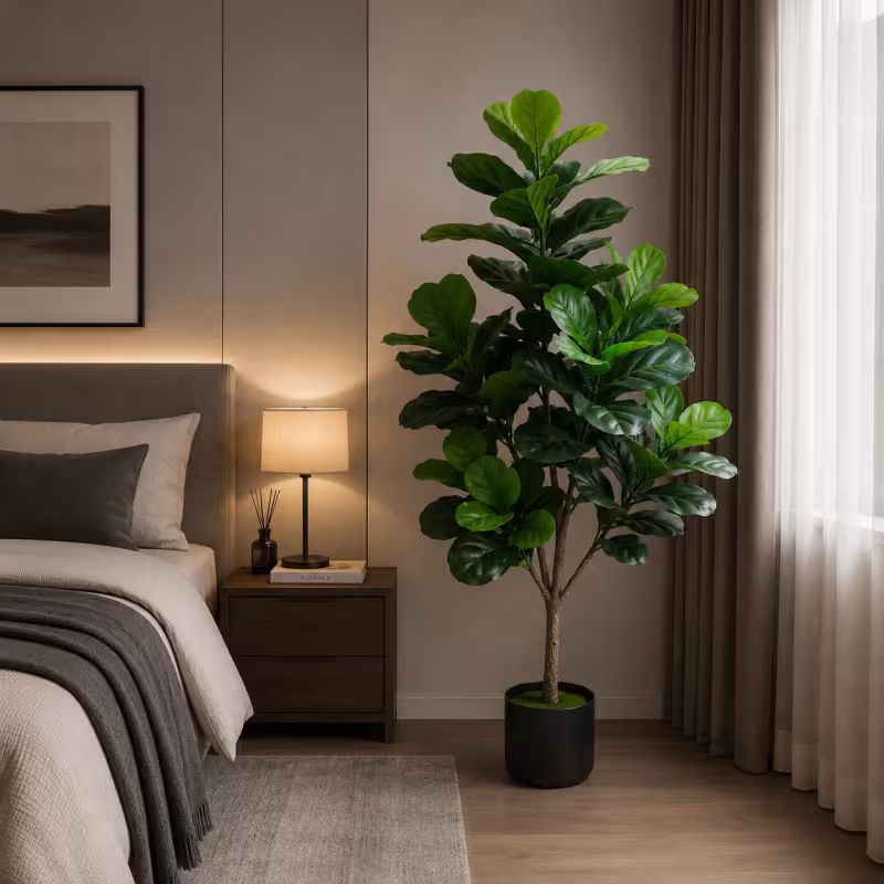 Planta Artificiala Copac Tip Ficus, 3 brate, 154 cm, Verde, cu Ghiveci