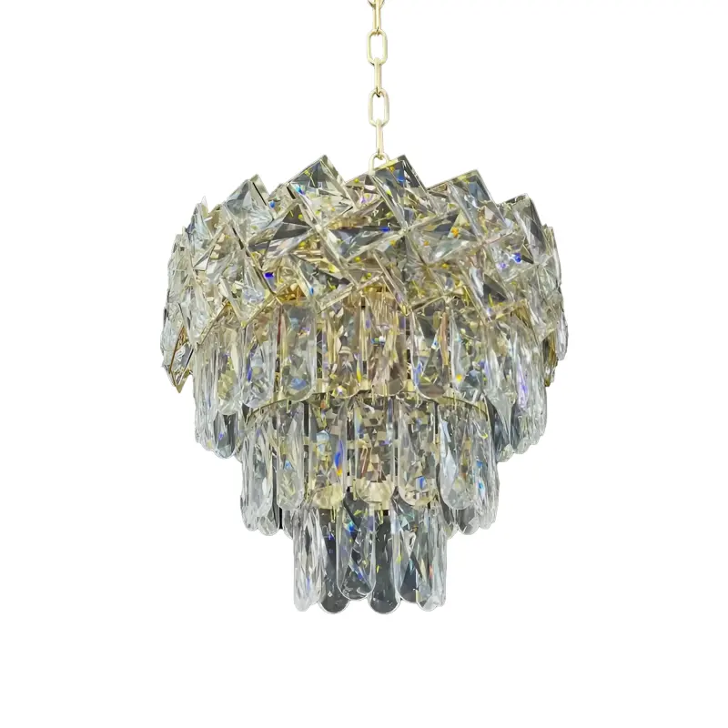 Previzualizare 4: Candelabru Cristal WINDSOR Petito 3xE14, Diametru 29cm, Auriu Lucios, Inaltime Reglabila, Metal si Cristal