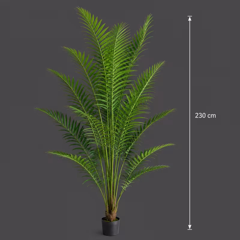 Previzualizare 4: Planta Artificiala Copac Tip Palmier Kentia, Cu Frunze Elegante, 230 cm, 18 frunze, Verde, cu Ghiveci