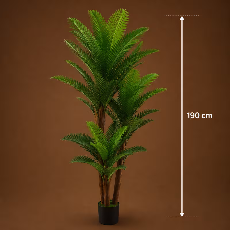 Previzualizare 4: Planta Artificiala Copac Tip Palmier, 3 Brate, 190 cm, Verde, cu Ghiveci